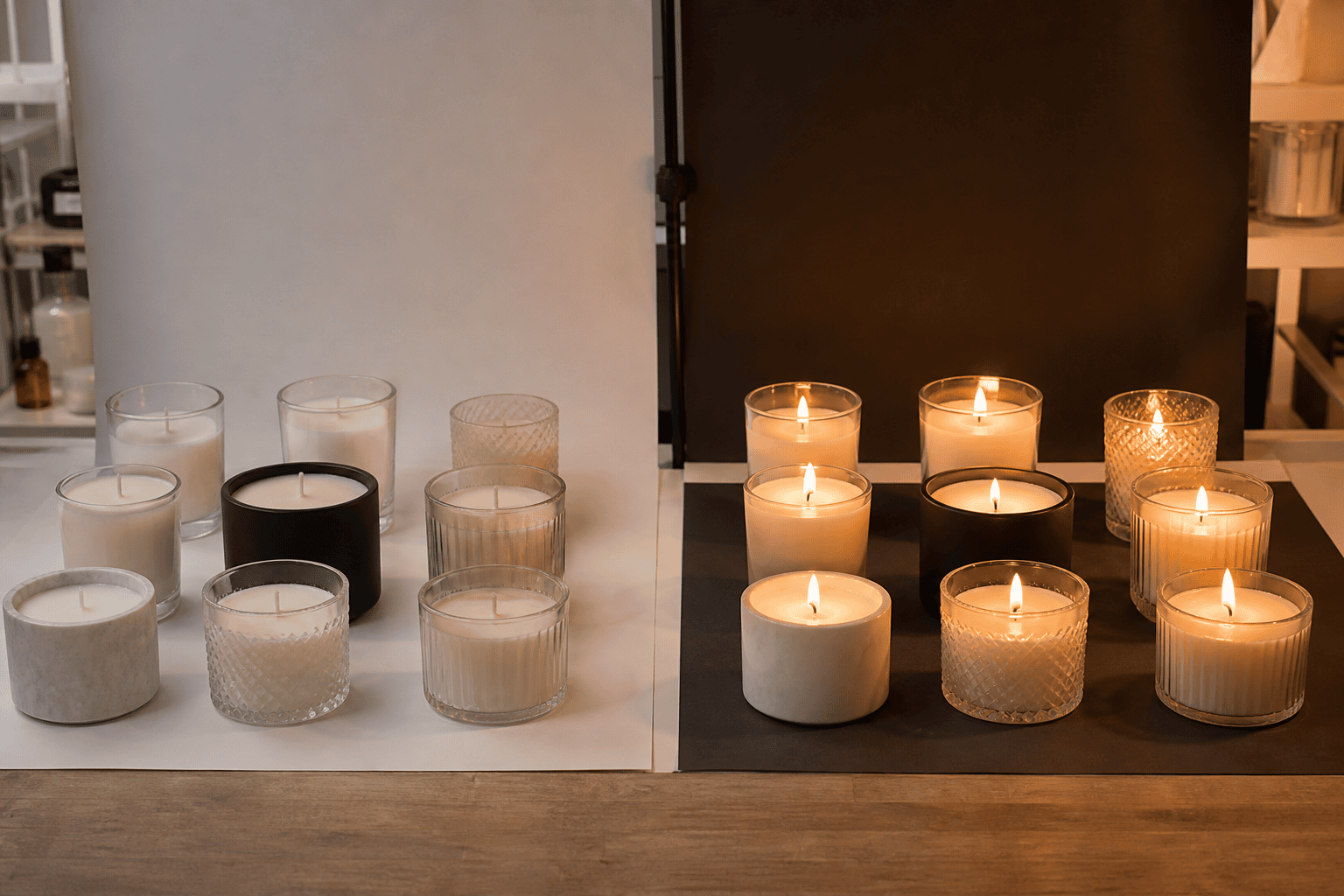 Controlled comparison of unlit candle cold throw and burning candle hot throw