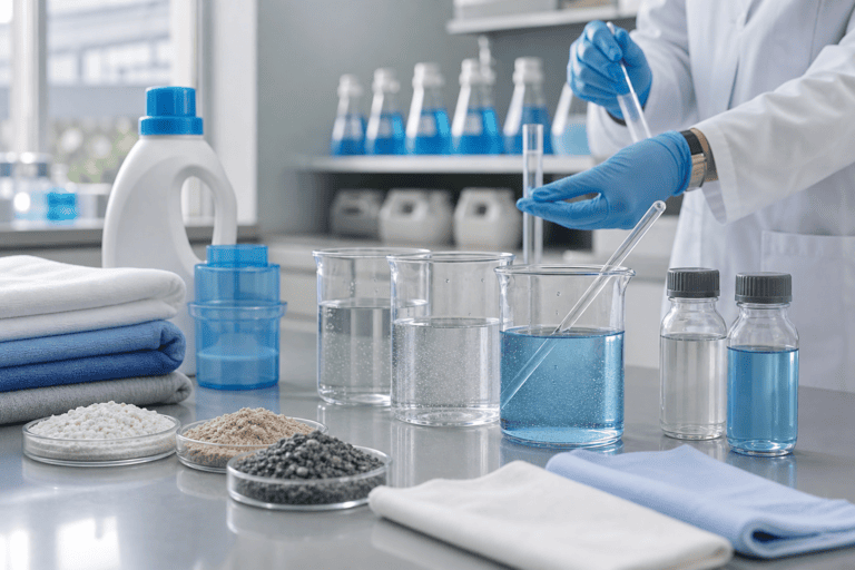 Laundry laboratory preparing soft and hard water fragrance tests