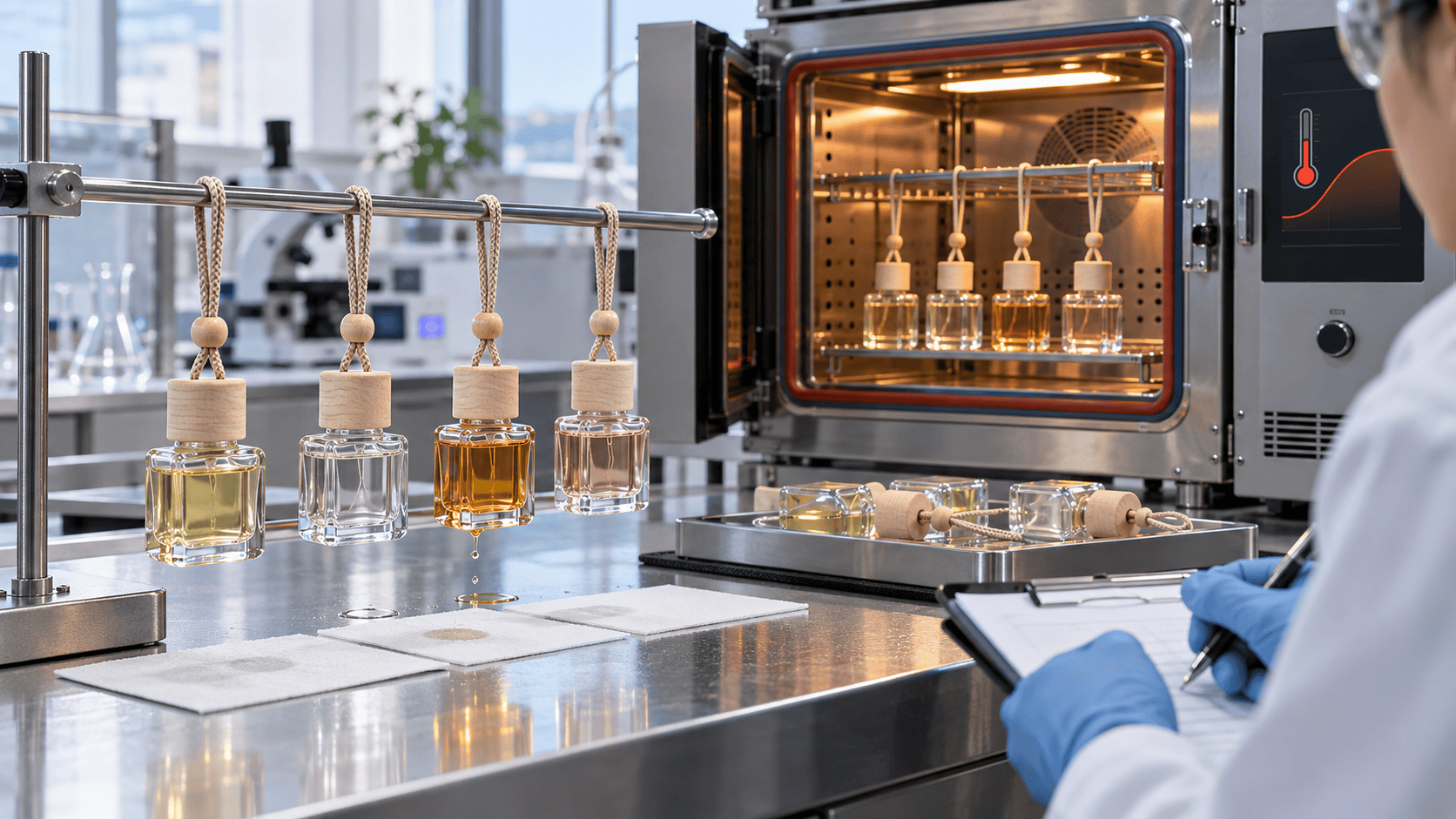 Car perfume bottles evaluated for heat leakage and evaporation