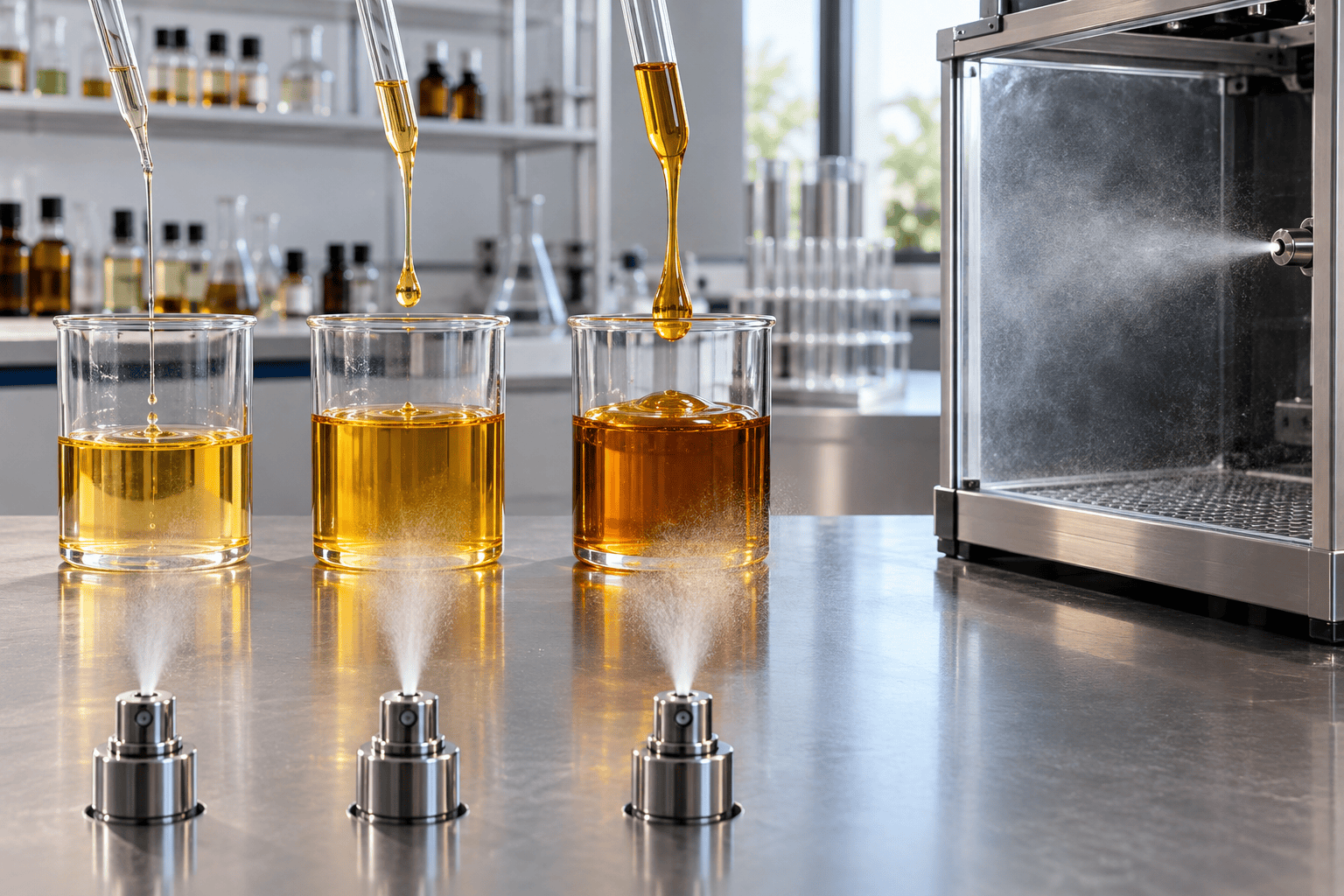 Laboratory comparison of diffuser oils with different viscosity and flow behavior