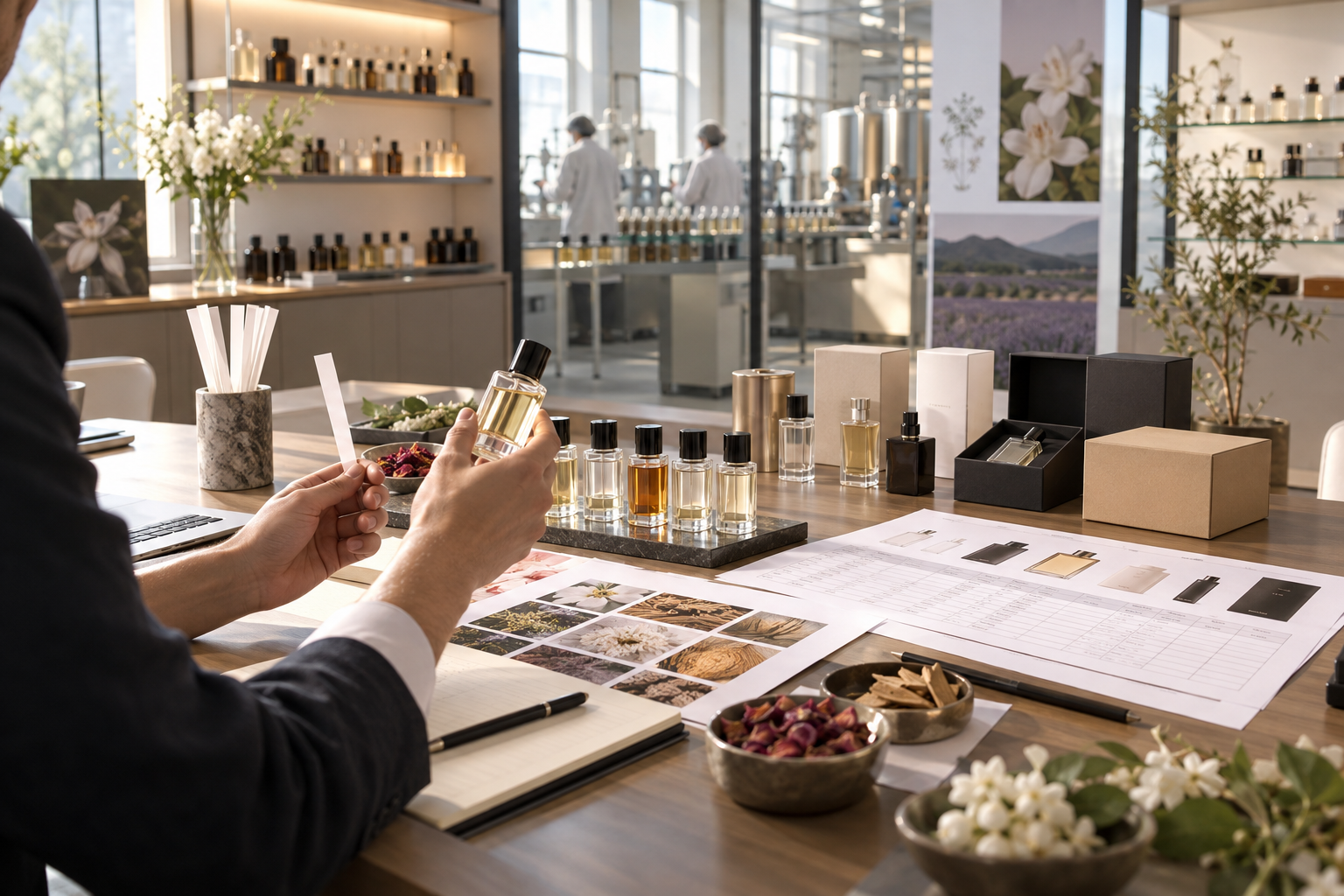Fragrance supplier samples evaluated before a business launch