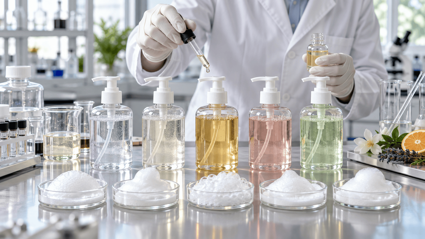 Hand wash fragrance oil added to surfactant samples