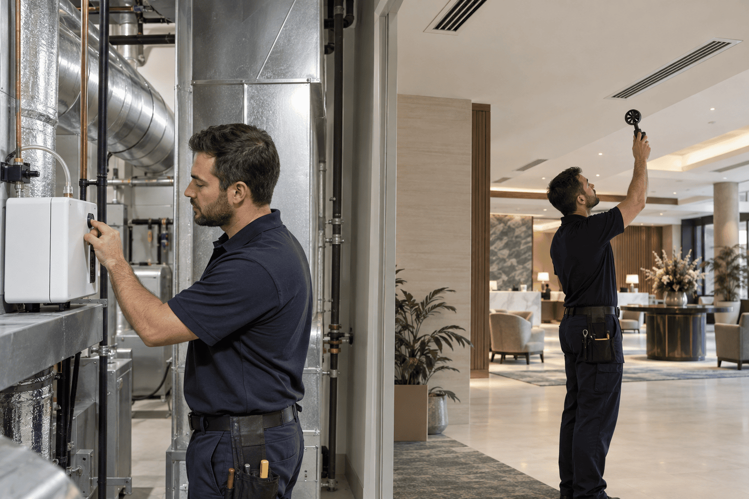 Commercial HVAC scent zoning and cold-air diffusion testing