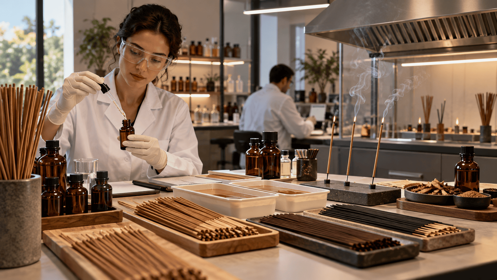 Fragrance oil and incense sticks prepared for controlled application testing