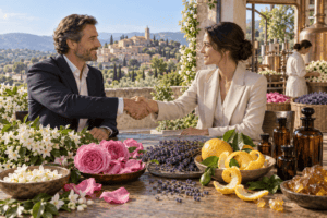 Business partnership supporting premium natural fragrance ingredients in Grasse