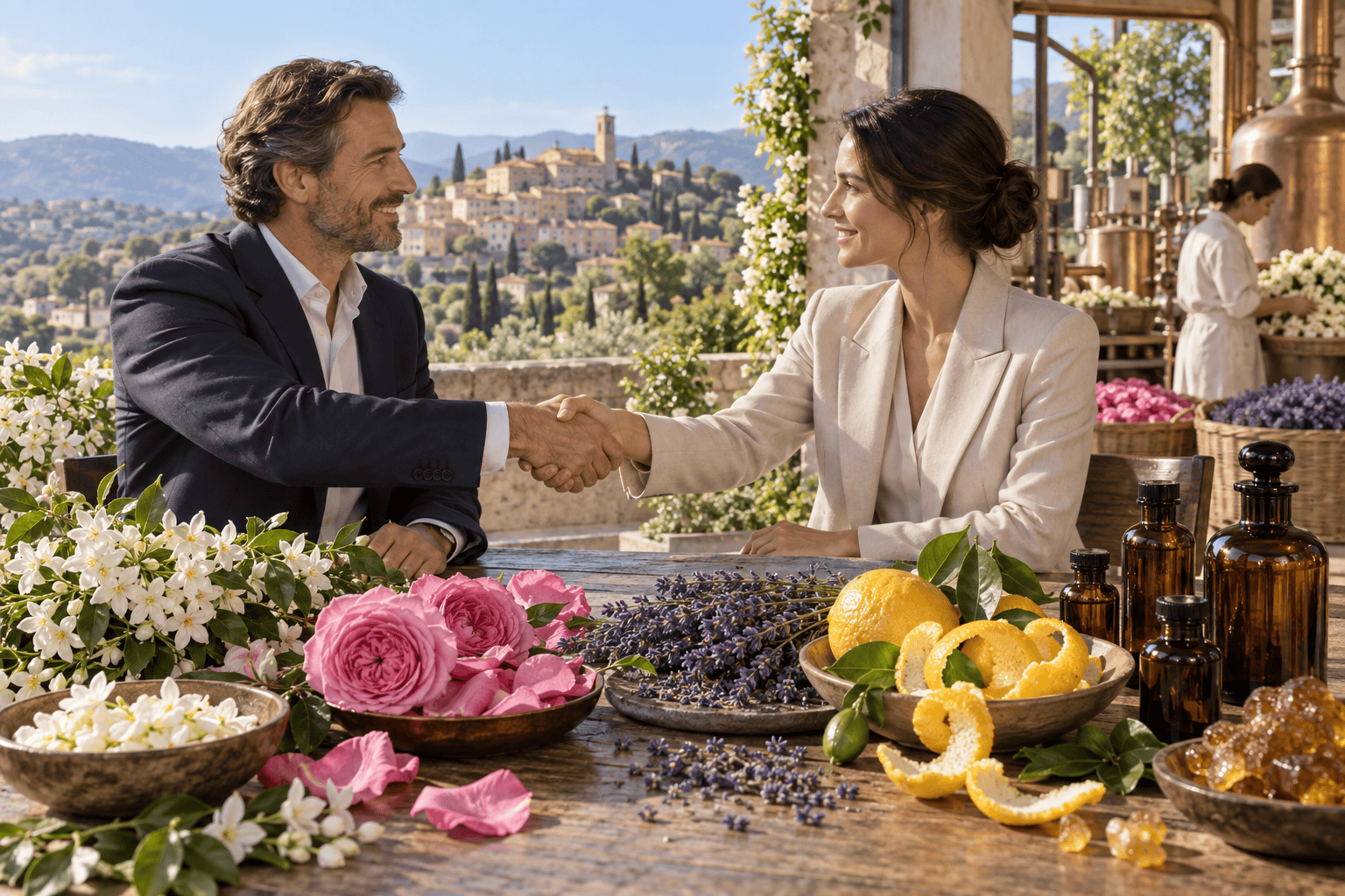 Business partnership supporting premium natural fragrance ingredients in Grasse