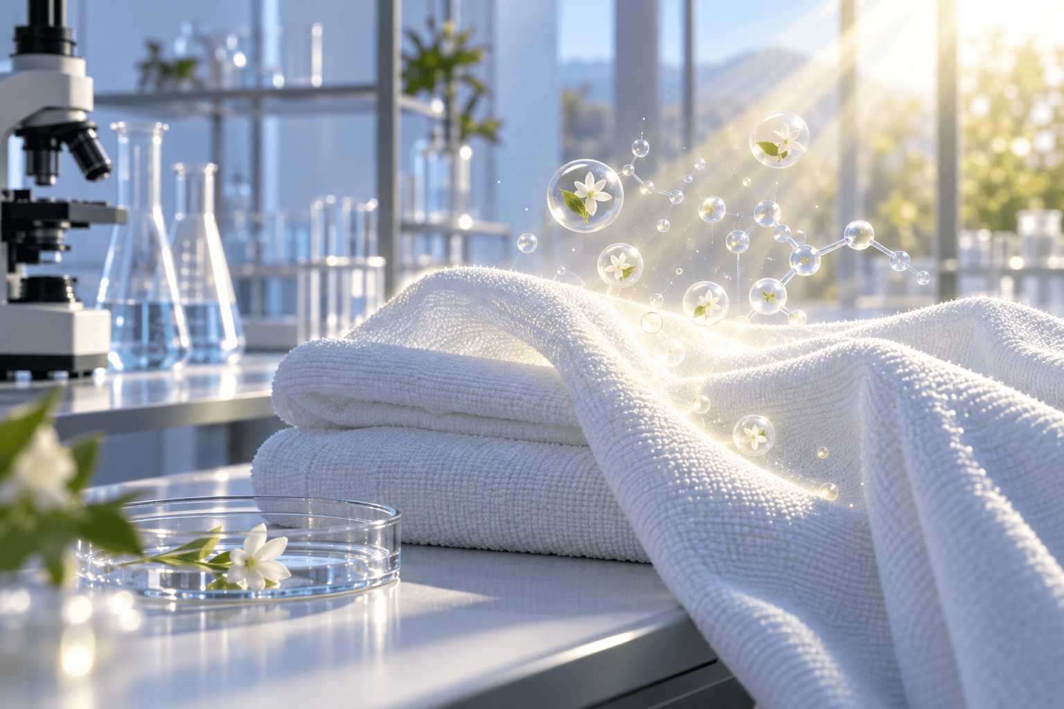 Light-activated SENSORA pro-fragrance concept on clean fabric in a laboratory