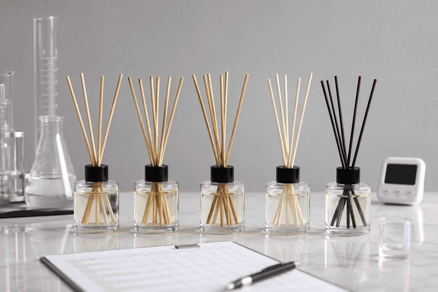 Perbandingan terkendali pelarut reed diffuser dan berbagai bahan stik