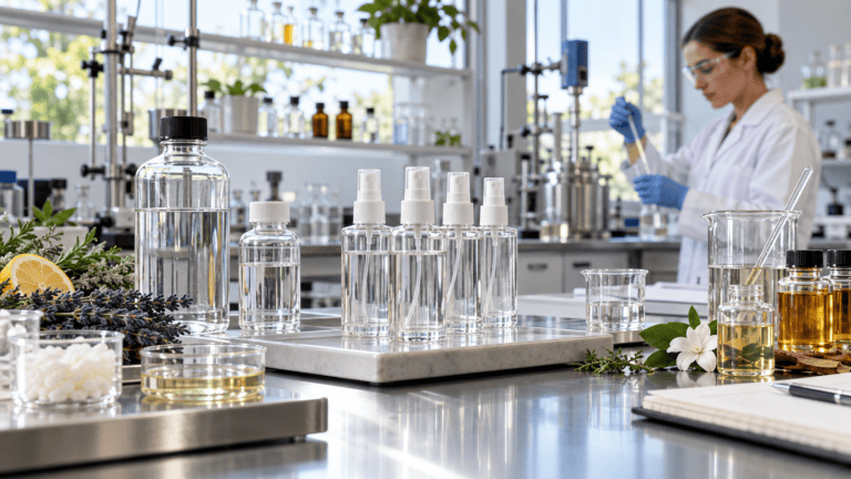 Room spray fragrance formulation in a professional laboratory