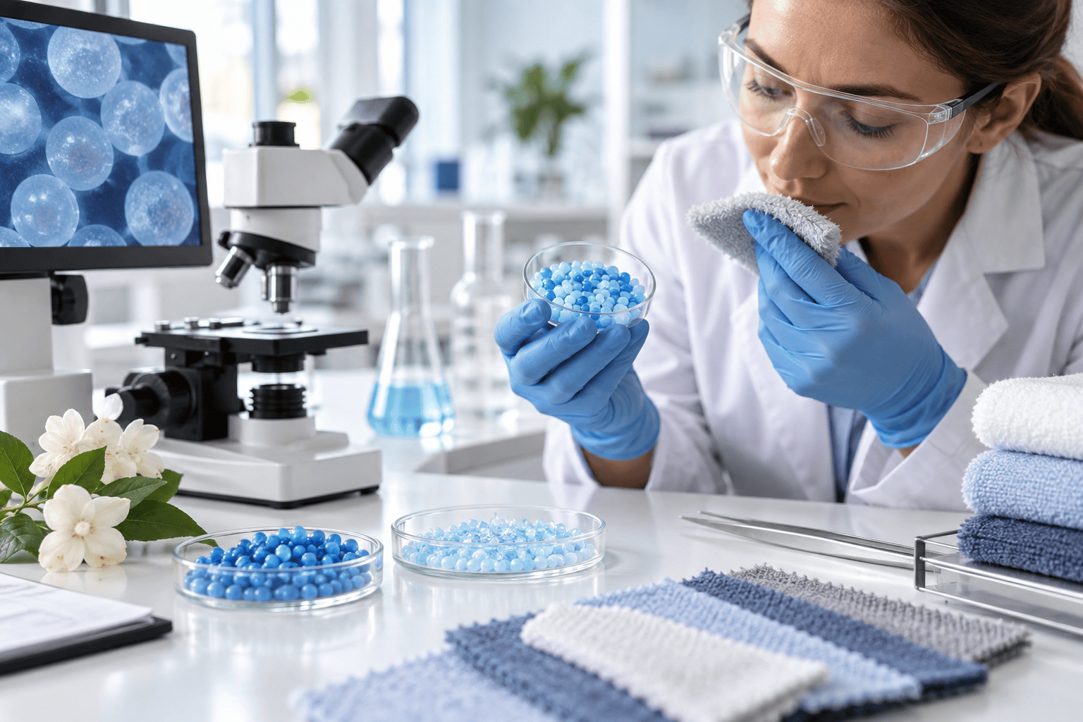 Laboratory evaluation of scent booster bead encapsulation and fragrance release