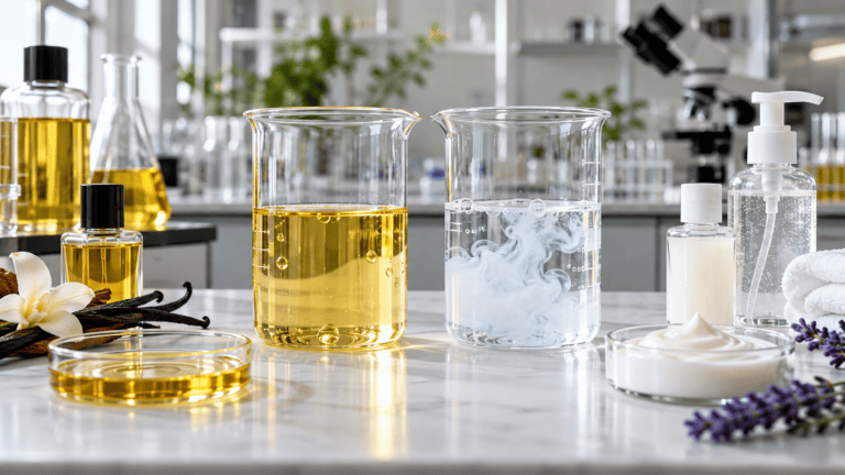 Oil-soluble and water-dispersible fragrance systems compared in a laboratory